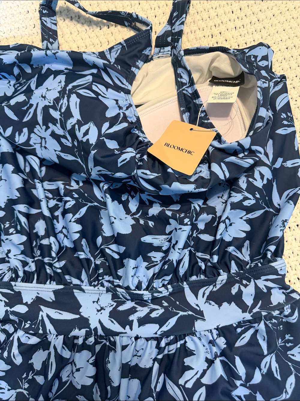 BloomChic Navy and Light Blue Floral Swimshort swim suit - Picture 2 of 6